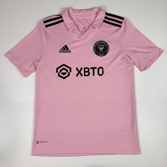 Adidas Inter Miami CF 2022/23 Home Match Jersey Pink Youth Size L H47819 - Picture 1 of 8